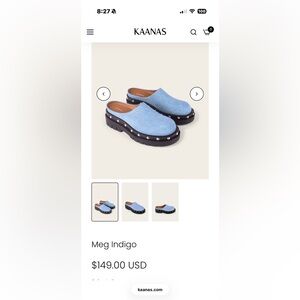 Kaanas Blue Denim Mules with Studded Soles